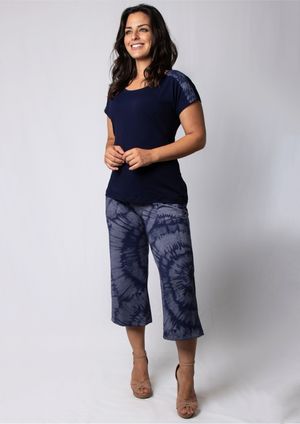 Pantacourt Pau a Pique Tie Dye Azul Marinho