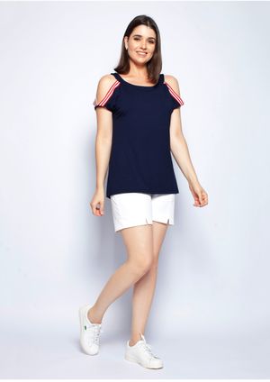 Blusa Pau a Pique Básica Azul Marinho