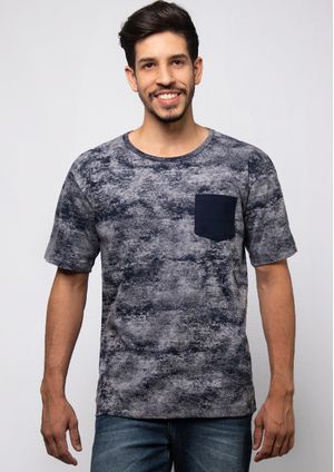 Camiseta Pau a Pique estampada Azul Marinho