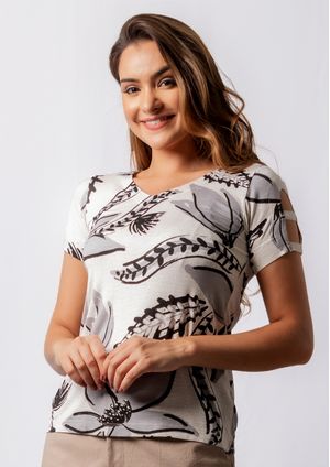 Blusa Pau a Pique Estampada Cinza