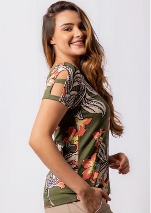 Blusa Pau a Pique Estampada Verde