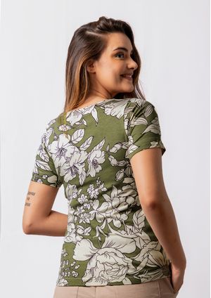 Blusa Pau a Pique Estampada Verde