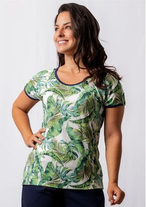 Blusa Pau a Pique Estampada Verde