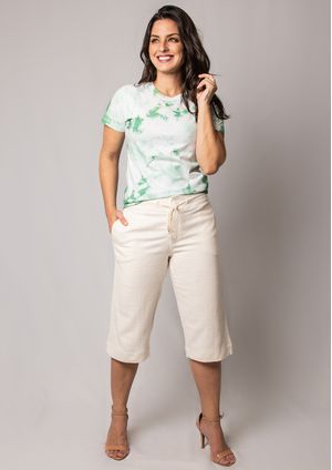 Pantacourt Pau a Pique Básica Linho Cru