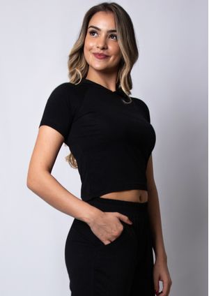 Cropped Pau a Pique Básico Preto