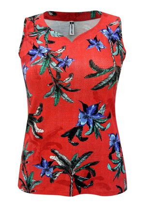 Regata  Pau a Pique Estampada Vermelho
