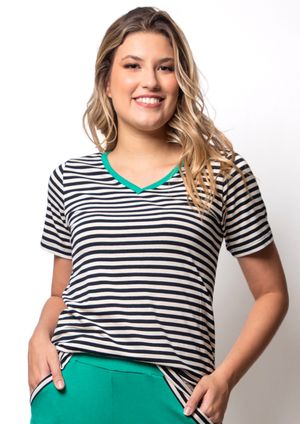 Blusa Pau a Pique Listrada Preto