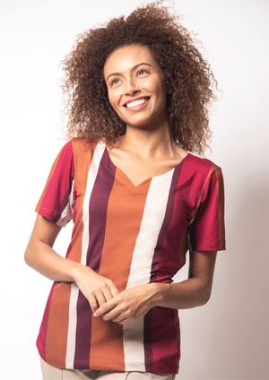 Blusa Pau a Pique Listrada Vinho