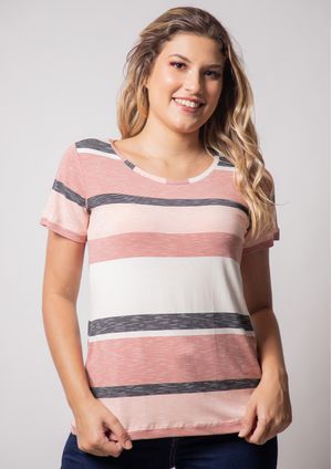 Blusa Pau a Pique Listrada Rosa