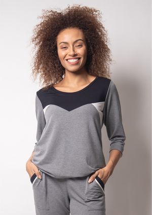 Blusa 3/4 Pau a Pique Básica Cinza