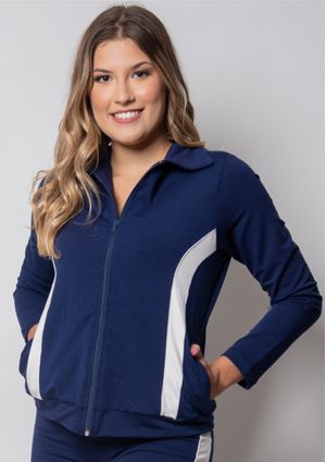 Blusa Pau a Pique Manga Longa Básica Azul Marinho