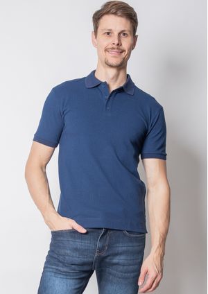 Polo Piquet Pau a Pique Estampada Azul Marinho