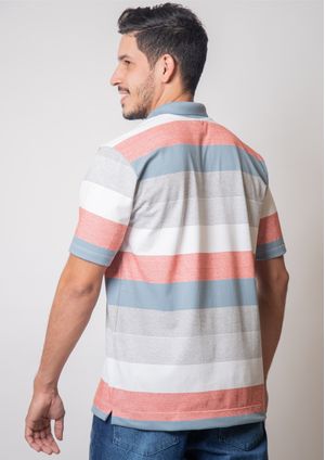 Camisa Polo Pau a Pique Listrada Vermelho