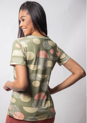 Blusa Pau a Pique Estampada Verde