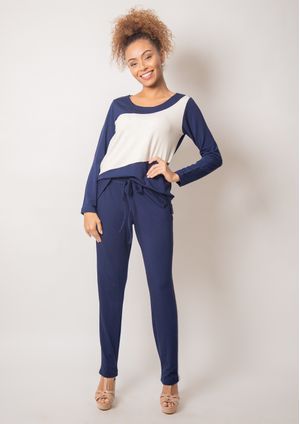 Calça Básica Pau a Pique Moletinho Azul Marinho