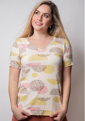 Blusa Pau a Pique Estampada Off White