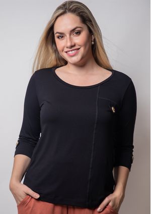 Blusa 3/4 Pau a Pique Básica Preto