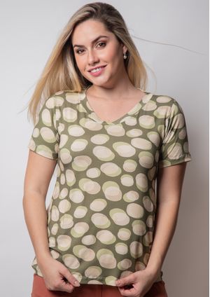 Blusa Pau a Pique Estampada Verde