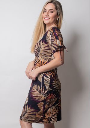 Vestido Pau a Pique Estampado Roxo