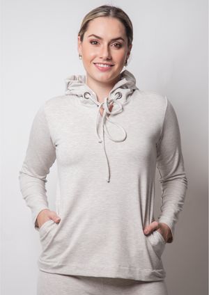 Blusa M/L Pau a Pique Básica Moletinho Mescla