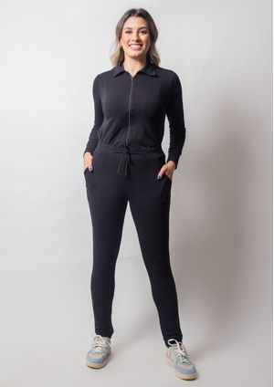 Calça Pau a Pique Básica Moletinho Preto