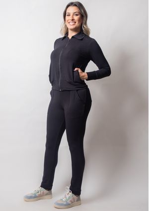Calça Pau a Pique Básica Moletinho Preto