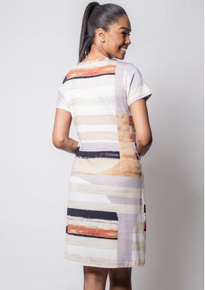 Vestido Pau a Pique Estampado Telha