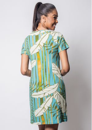 Vestido Pau a Pique Estampado Verde