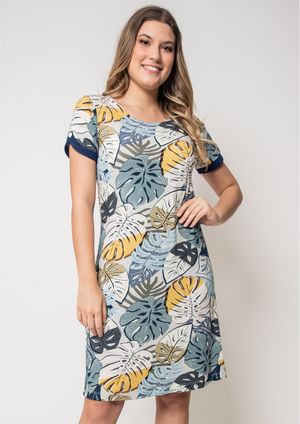 Vestido Pau a Pique Estampado Azul