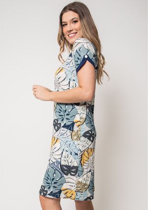 Vestido Pau a Pique Estampado Azul