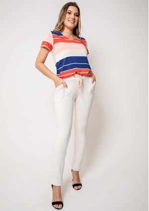 Calça Básica Pau a Pique Moletinho Cru com cordão Salmom