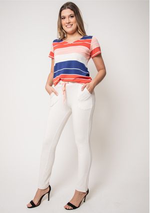 Calça Básica Pau a Pique Moletinho Cru com cordão Salmom