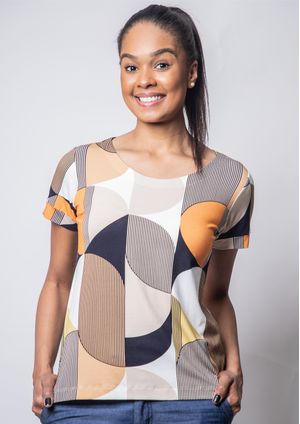 Blusa Pau a Pique Estampada Laranja