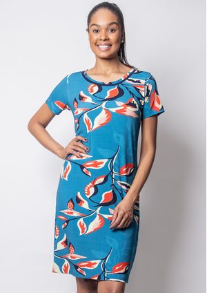 Vestido Pau a Pique Estampado Azul