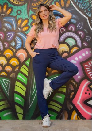 Calça Básica Pau a Pique Moletinho Azul Marinho