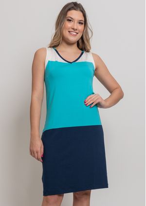 Vestido Pau a Pique Listrado Azul Marinho e Azul