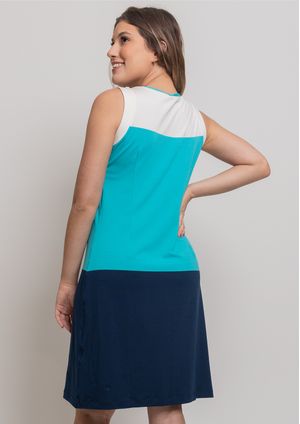 Vestido Pau a Pique Listrado Azul Marinho e Azul