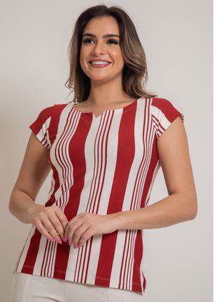 Blusa Pau a Pique Listrada Vermelho