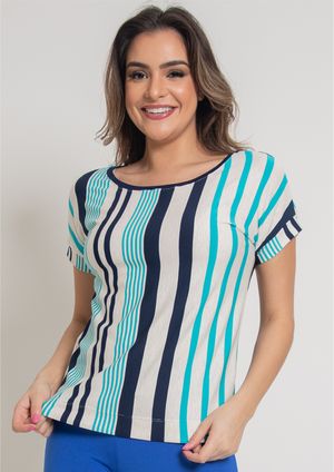 Blusa Pau a Pique Listrada Azul