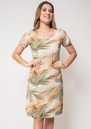 Vestido Pau a Pique Estampado Verde