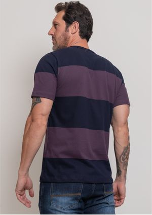 Camiseta botões Pau a Pique Listrada Roxo
