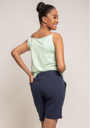 Shorts Pau a Pique de Sarja Básico Azul Marinho