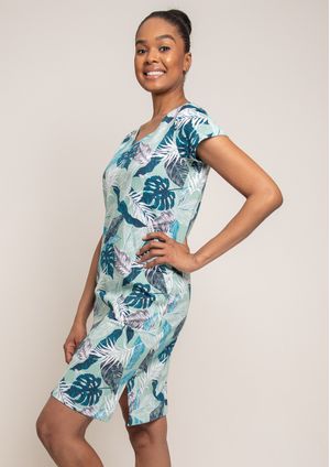 Vestido Pau a Pique Algodão Estampado Verde