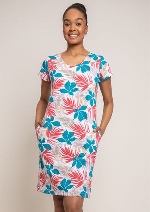 Vestido Algodão Pau a Pique Estampado Branco