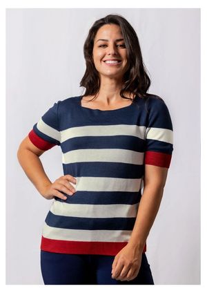 Blusa m/c Pau a Pique Modal Azul Marinho