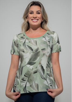 Blusa Pau a Pique Estampada Verde