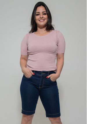 Bermuda Pau a Pique Básica Jeans Escuro