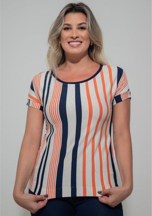Blusa Pau a Pique Listrada Laranja