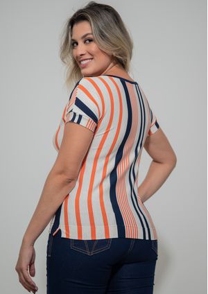 Blusa Pau a Pique Listrada Laranja