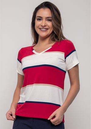 Blusa Pau a Pique Listrada Vermelho